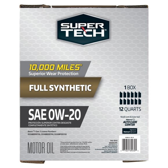 Super Tech Full Synthetic SAE 0W-20 Motor Oil, 12 Quart Bag (3 gallons) - Picture 3 of 8